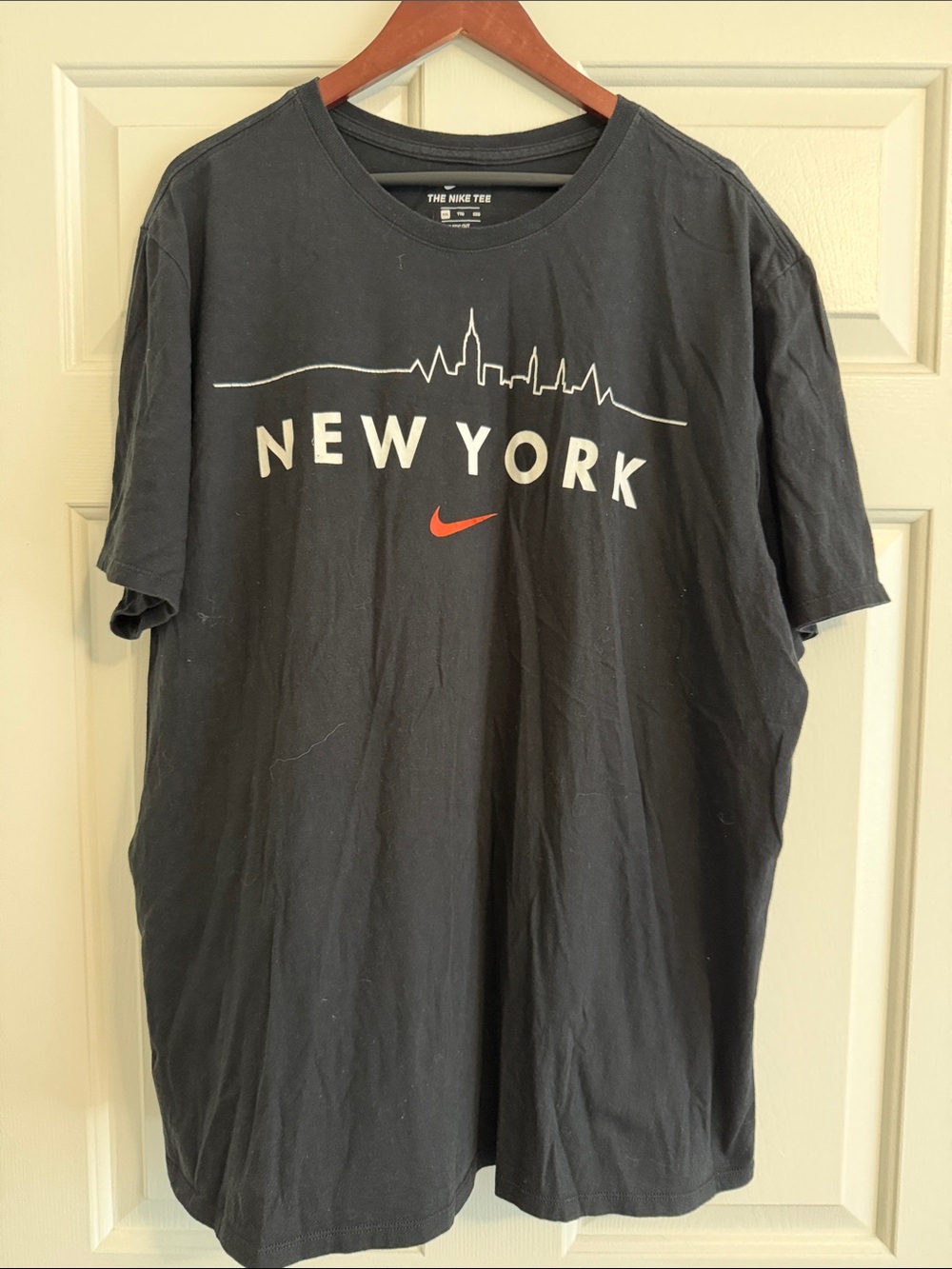 Nike Black New York Skyline Graphic Tee with Red Swoosh